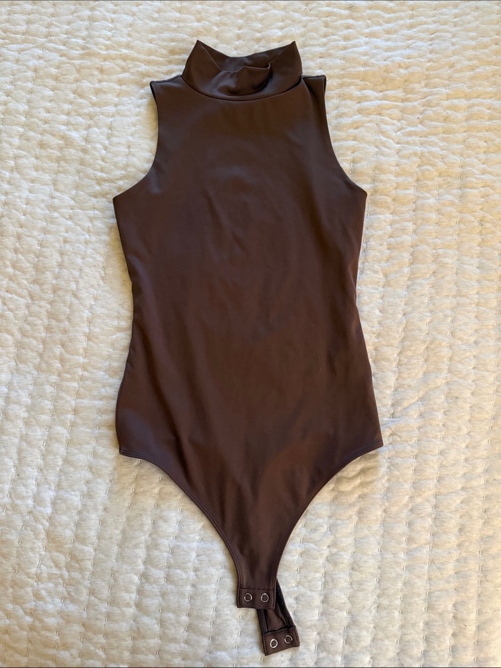 Nine West Chocolate Brown Sleeveless Mock Neck Bodysuit
